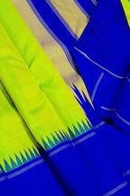Green Pure Kanjivaram Silk Korvai Handloom Saree - Luxurion World