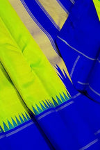 Green Pure Kanjivaram Silk Korvai Handloom Saree - Luxurion World
