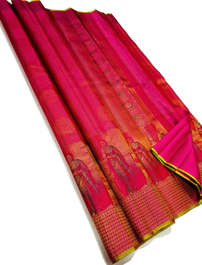 Pink Pure Kanjivaram Tissue Silk Handloom Saree
