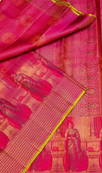 Pink Pure Kanjivaram Tissue Silk Handloom Saree - Luxurion World