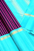 Pink And Black Pure Kanjivaram Silk Korvai Handloom Saree - Luxurion World