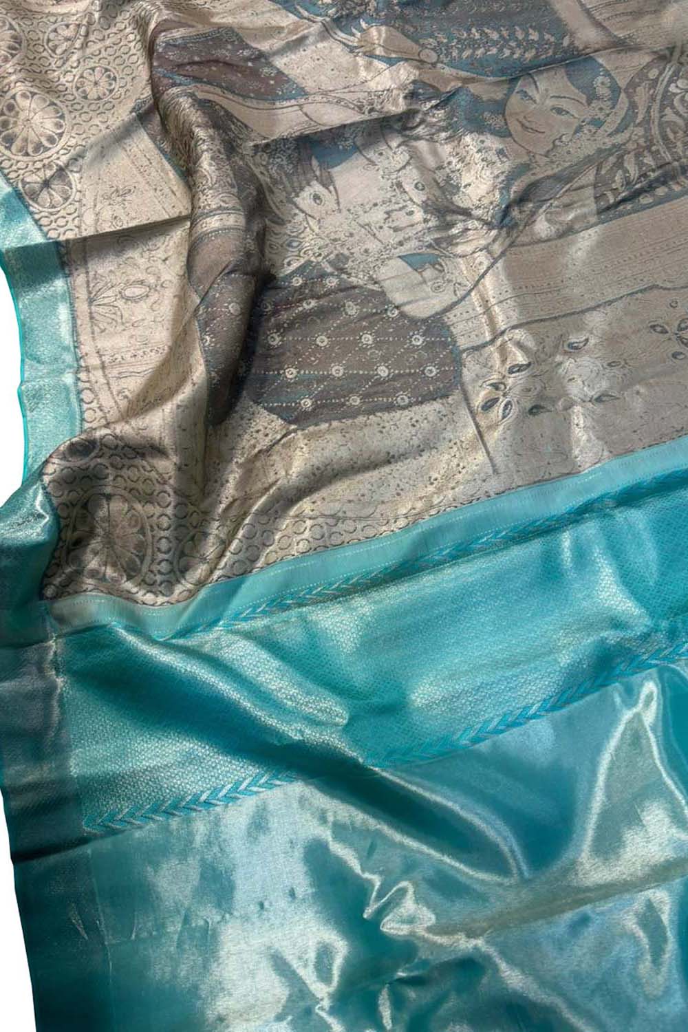 Elegant Grey Pure Tissue Silk Handloom Kanjeevaram Saree - Luxurion World