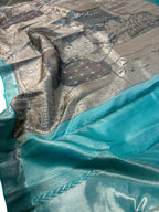 Elegant Grey Pure Tissue Silk Handloom Kanjeevaram Saree - Luxurion World
