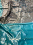 Elegant Grey Pure Tissue Silk Handloom Kanjeevaram Saree - Luxurion World