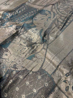 Elegant Grey Pure Tissue Silk Handloom Kanjeevaram Saree - Luxurion World