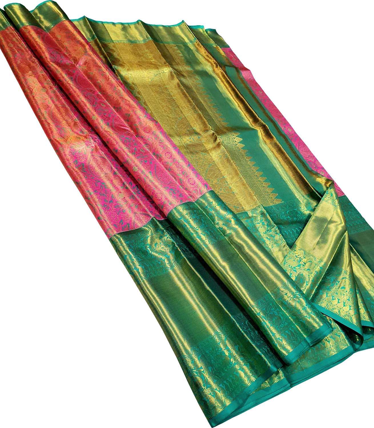 Exquisite Pink Handloom Kanjeevaram Pure Silk Saree - Luxurion World