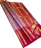 Exquisite Purple Handloom Kanjeevaram Pure Silk Saree - Luxurion World