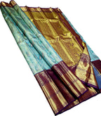 Exquisite Blue Handloom Kanjeevaram Pure Silk Saree - Luxurion World