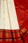 Off White Handloom Kanjeevaram Pure Silk Saree