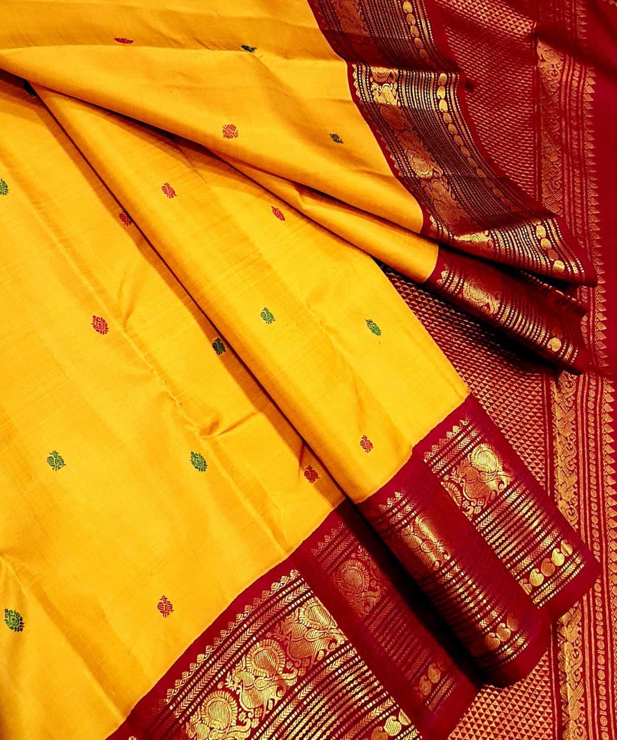 Yellow Handloom Kanjeevaram Pure Silk Saree