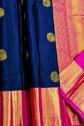 Blue Handloom Kanjivaram Pure Silk Saree — Zari Weave, Festive & Bridal