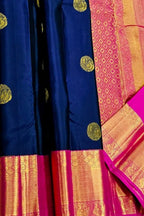 Blue Handloom Kanjivaram Pure Silk Saree — Zari Weave, Festive & Bridal