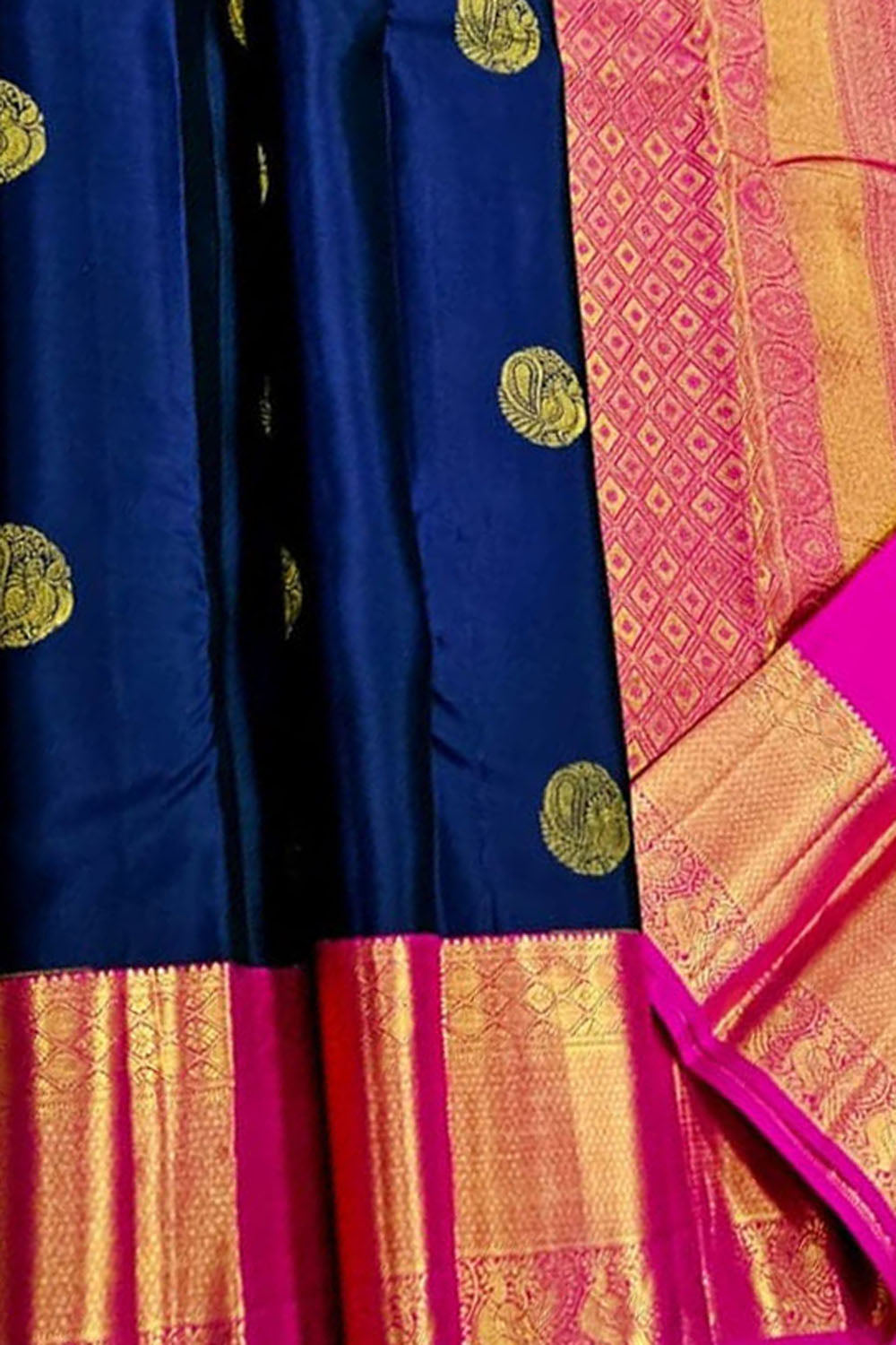 Blue Handloom Kanjivaram Pure Silk Saree — Zari Weave, Festive & Bridal