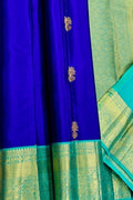 Blue Handloom Kanjivaram Pure Silk Saree — Peacock Zari Motif, Bridal