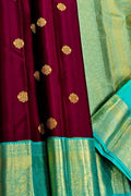 Purple Handloom Kanjivaram Pure Silk Saree — Floral Zari Pallu, Wedding