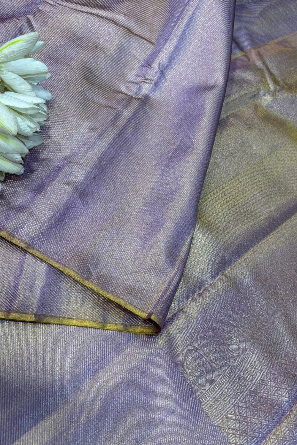 Purple Kanjeevaram Pure Tissue Silk Saree — Zari Border, Festive