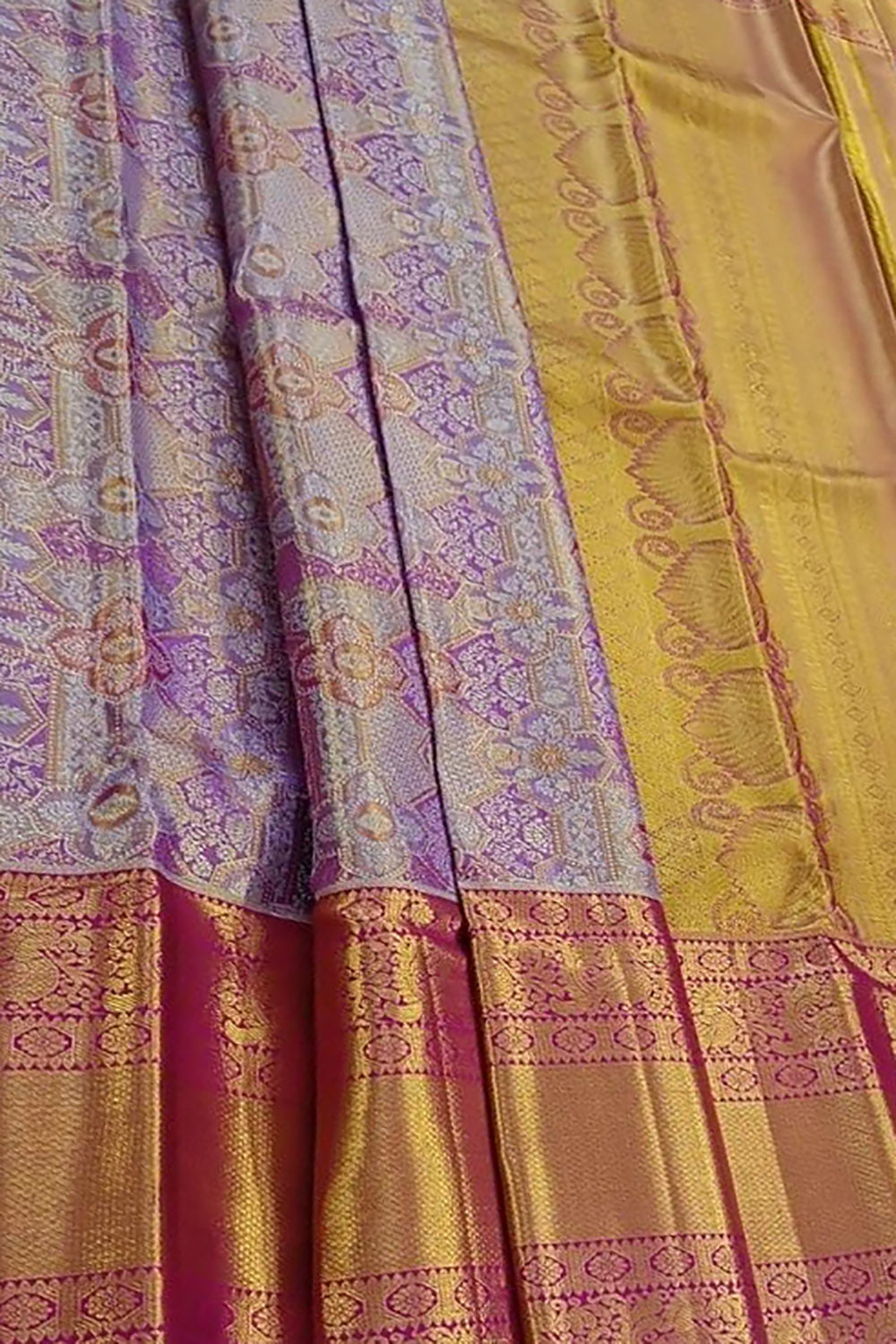 Purple Handloom Kanjeevaram Pure Silk Saree - Luxurion World