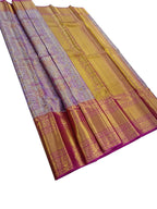 Purple Handloom Kanjeevaram Pure Silk Saree - Luxurion World
