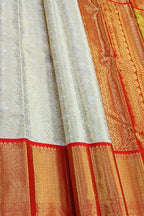 White Handloom Kanjeevaram Pure Silk Saree - Luxurion World
