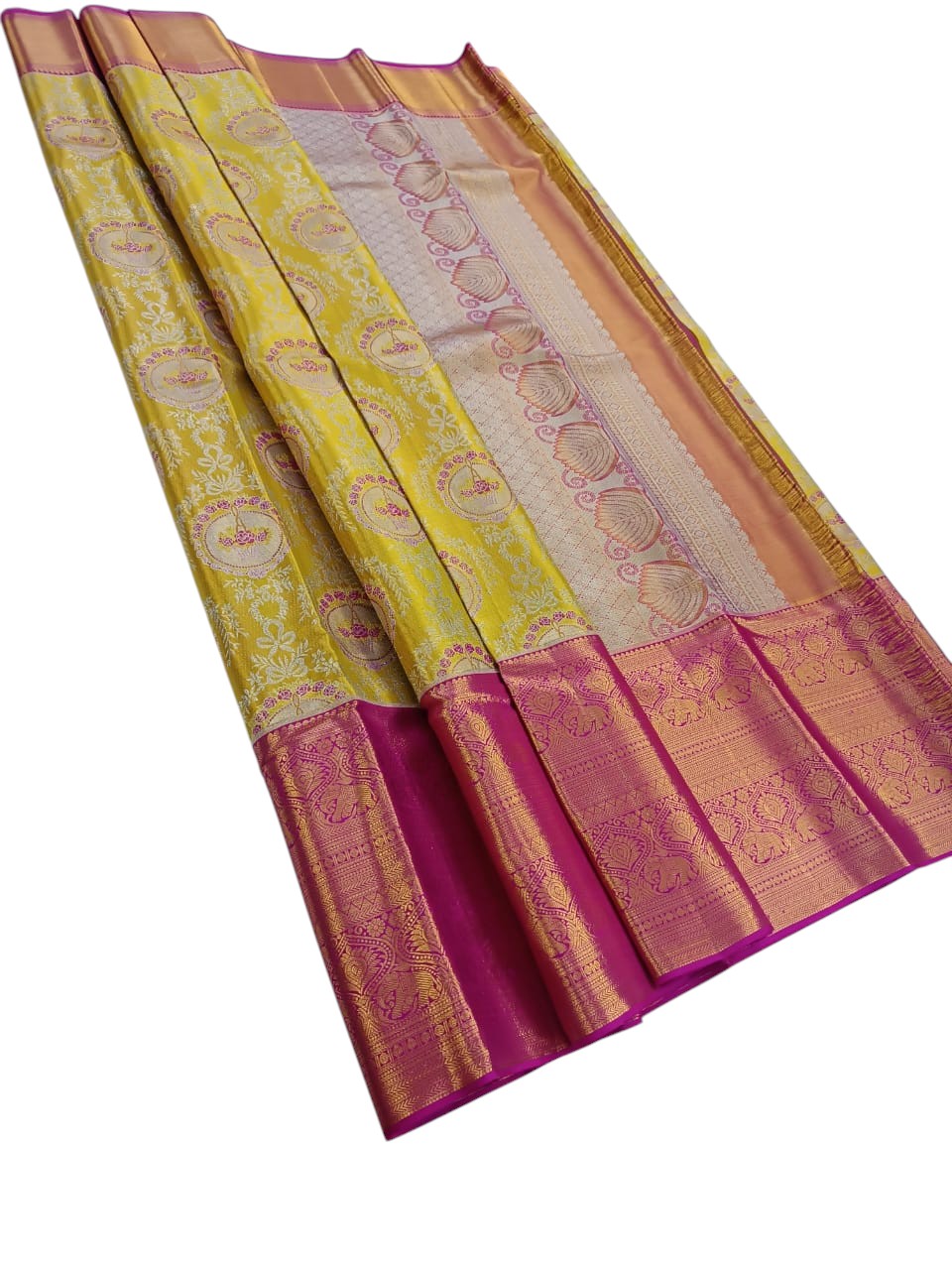 Golden Handloom Kanjeevaram Pure Silk Saree - Luxurion World