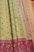 Green Handloom Kanjeevaram Pure Silk Saree - Luxurion World