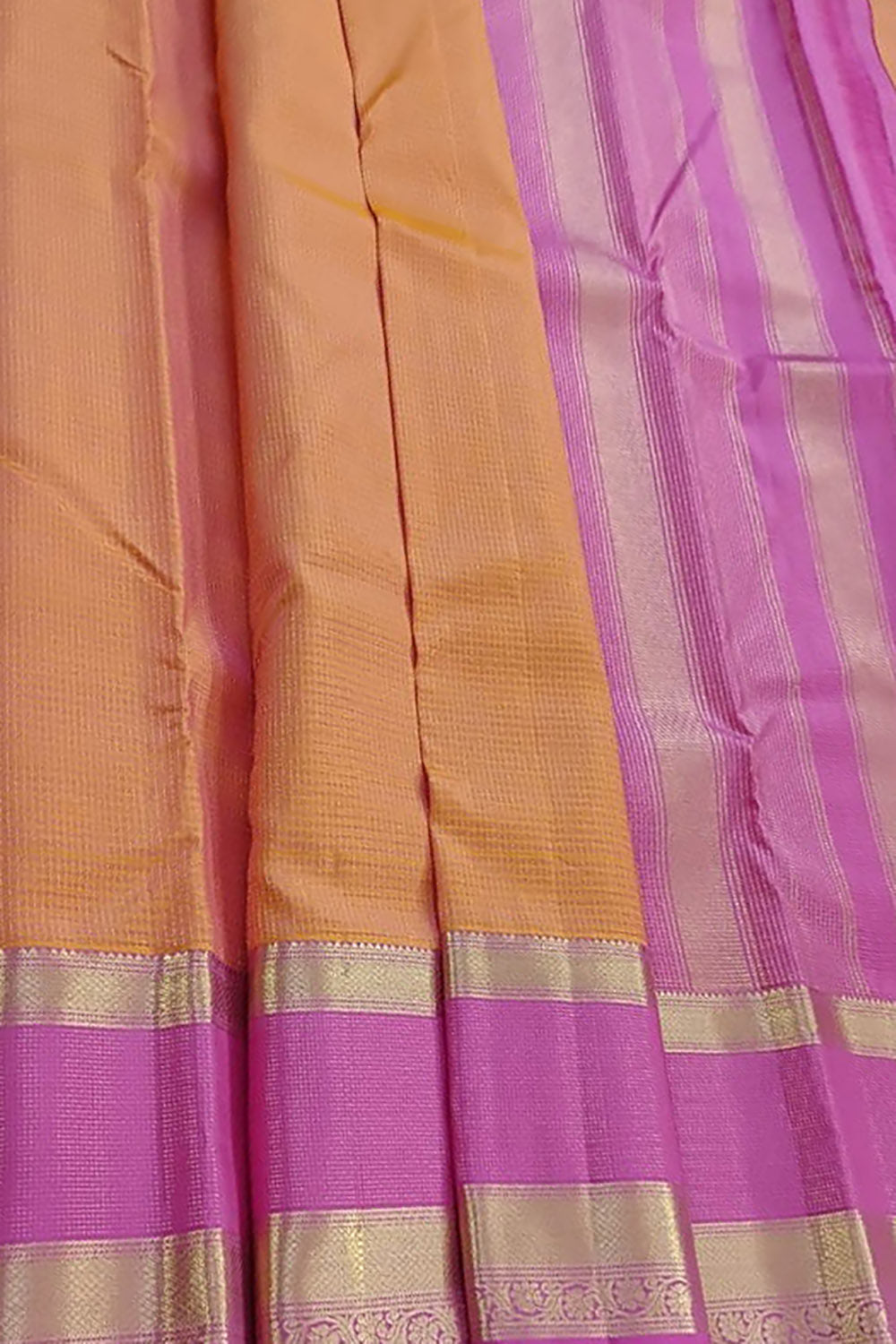 Peach Handloom Kanjeevaram Pure Silk Saree - Luxurion World