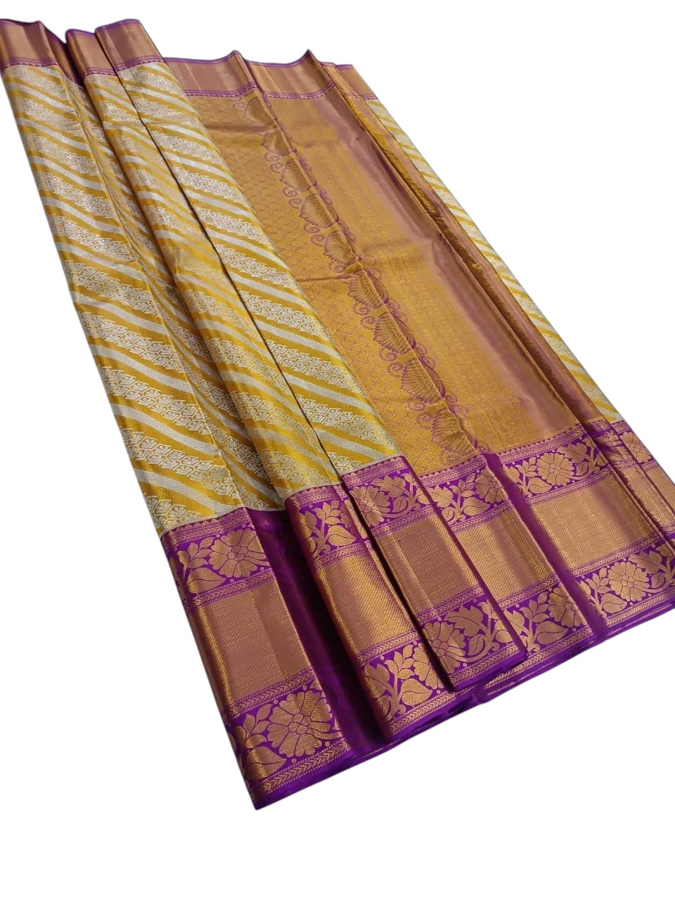 Golden Handloom Kanjeevaram Pure Silk Saree - Luxurion World