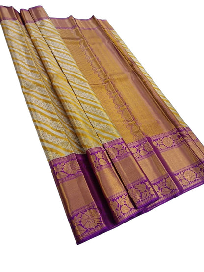 Golden Handloom Kanjeevaram Pure Silk Saree - Luxurion World