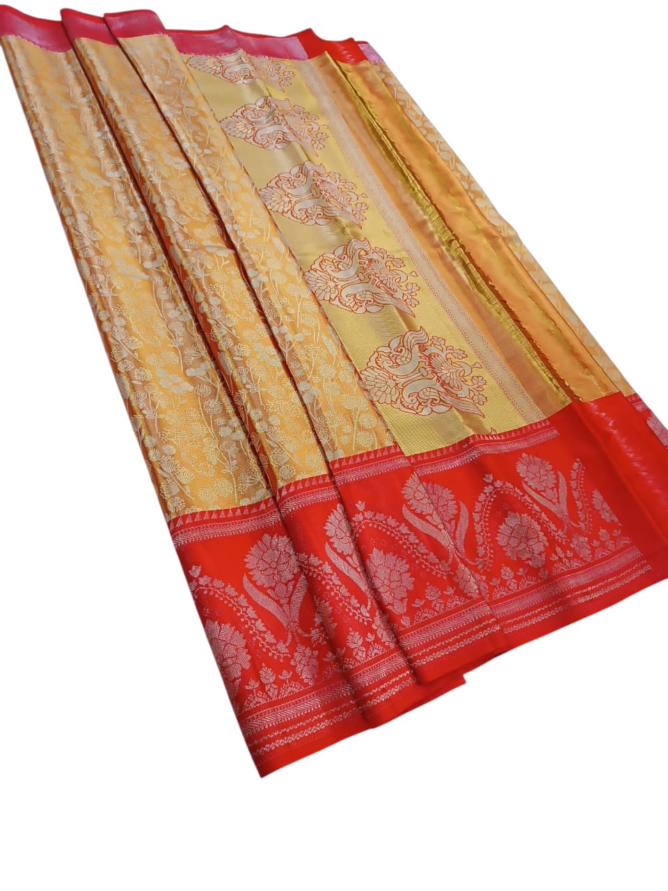 Golden Handloom Kanjeevaram Pure Silk Saree - Luxurion World