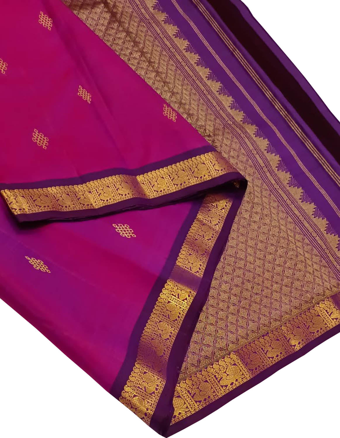 Beautiful Pink Pure Silk Kanjeevaram Handloom Narrow Border Saree - Luxurion World