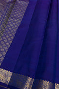 Blue Pure Silk Kanjeevaram Handloom Narrow Border Saree - Luxurion World
