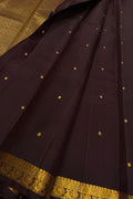 Brown Pure Silk Kanjeevaram Handloom Narrow Border Saree - Luxurion World