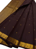 Brown Pure Silk Kanjeevaram Handloom Narrow Border Saree - Luxurion World