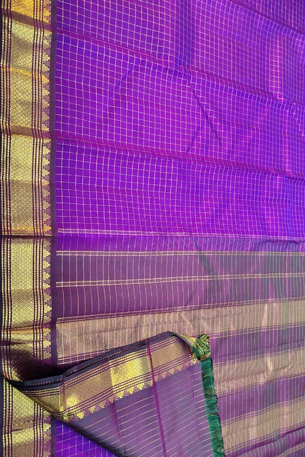 Exquisite Purple Pure Silk Kanjeevaram Handloom Narrow Border Saree - Luxurion World