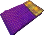 Exquisite Purple Pure Silk Kanjeevaram Handloom Narrow Border Saree - Luxurion World