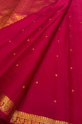 Pink Pure Silk Kanjeevaram Handloom Narrow Border Saree - Luxurion World