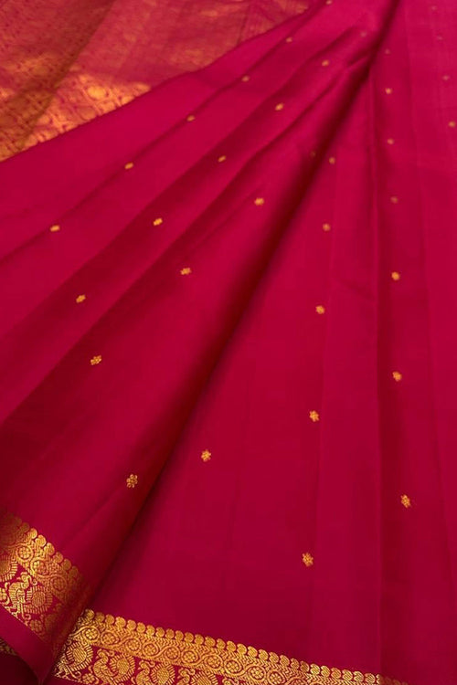 Pink Pure Silk Kanjeevaram Handloom Narrow Border Saree - Luxurion World