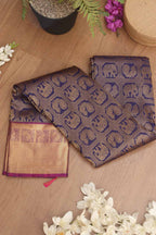 Blue Handloom Kanjeevaram Pure Silk Saree - Luxurion World