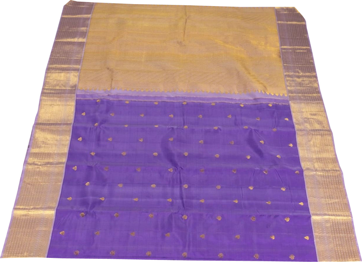 Purple Kanjeevaram Handloom Pure Silk Saree - Luxurion World