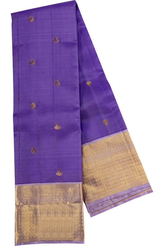Purple Kanjeevaram Handloom Pure Silk Saree - Luxurion World