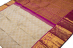 Off White Kanjeevaram Handloom Pure Silk Saree - Luxurion World