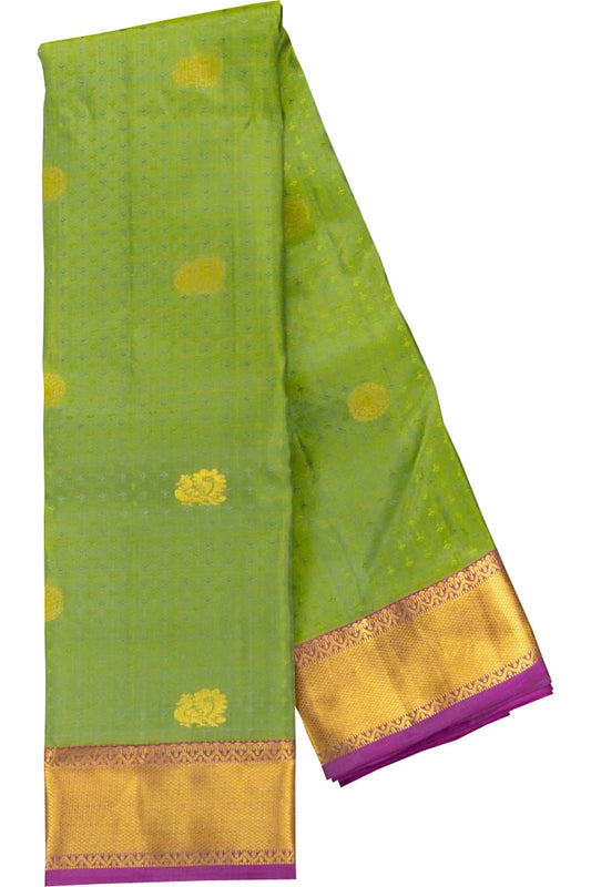 Green Kanjeevaram Handloom Pure Silk Saree - Luxurion World