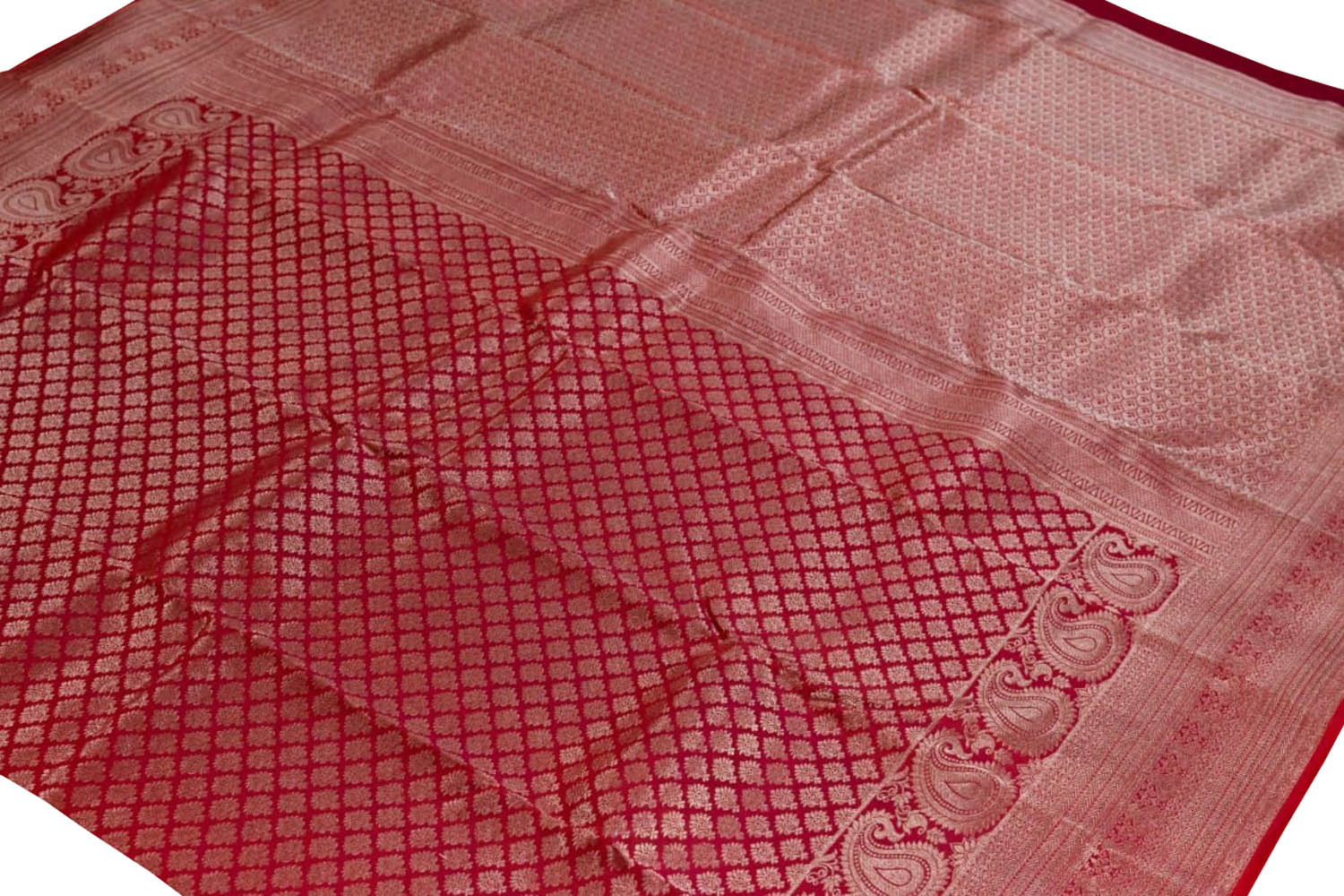 Red Kanjeevaram Handloom Pure Silk Saree - Luxurion World