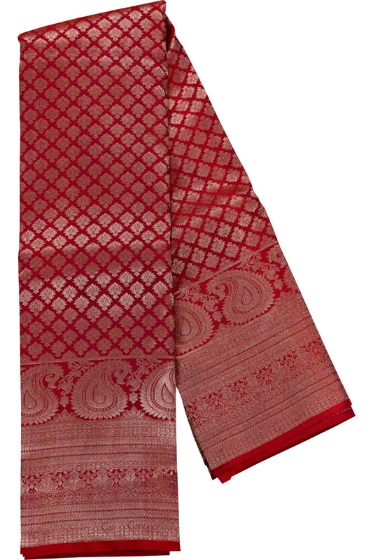 Red Kanjeevaram Handloom Pure Silk Saree - Luxurion World