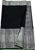 Elegant Black Kanjiwaram Pure Silk Saree: Pure Luxury and Timeless Beauty - Luxurion World