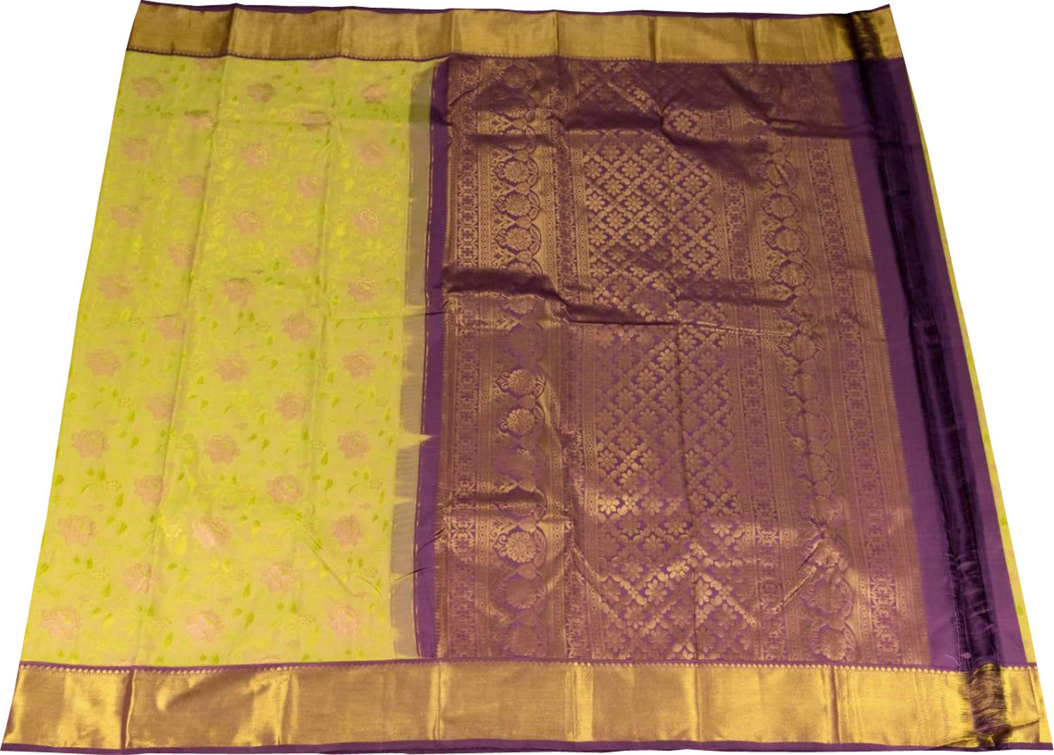 Yellow Kanjeevaram Handloom Pure Silk Saree - Elegant and Luxurious - Luxurion World