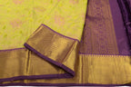 Yellow Kanjeevaram Handloom Pure Silk Saree - Elegant and Luxurious - Luxurion World