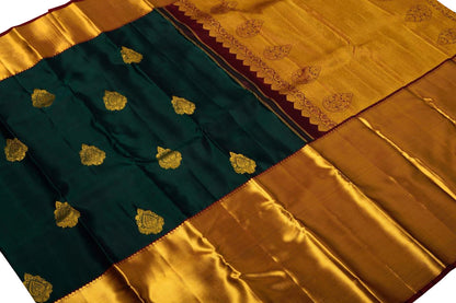 Exquisite Green Kanjeevaram Silk Saree - Handloom Beauty - Luxurion World