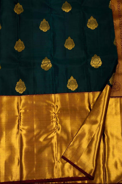 Exquisite Green Kanjeevaram Silk Saree - Handloom Beauty - Luxurion World