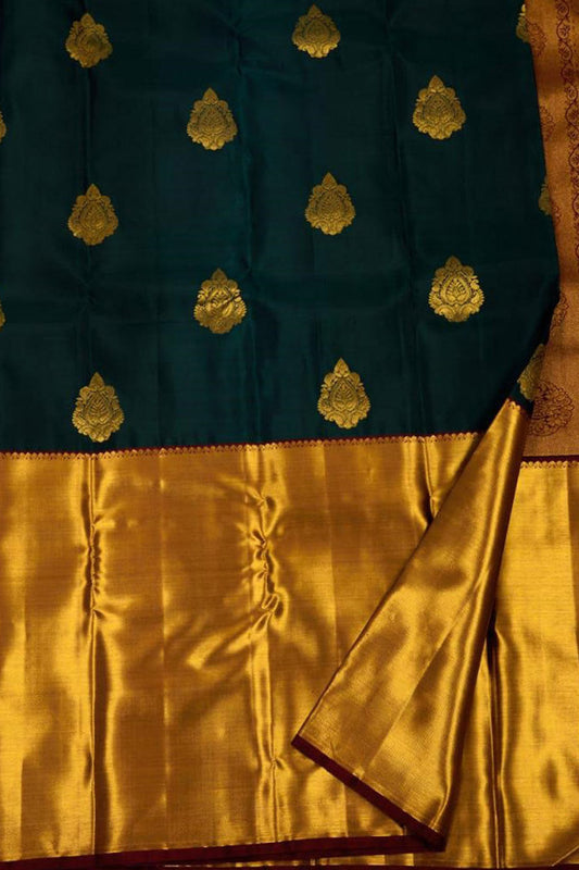 Exquisite Green Kanjeevaram Silk Saree - Handloom Beauty - Luxurion World